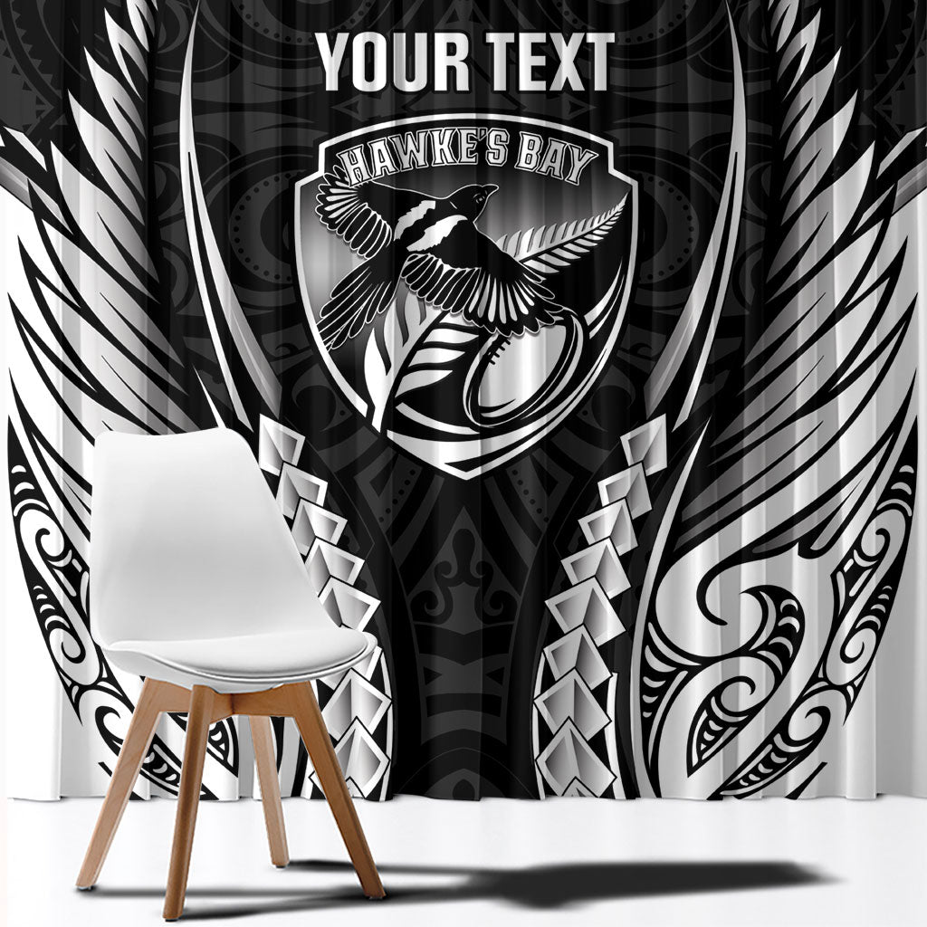 Hawke's Bay 2026 Rugby Custom Window Curtain NZ Maori Silver Fern LT14 - Polynesian Pride