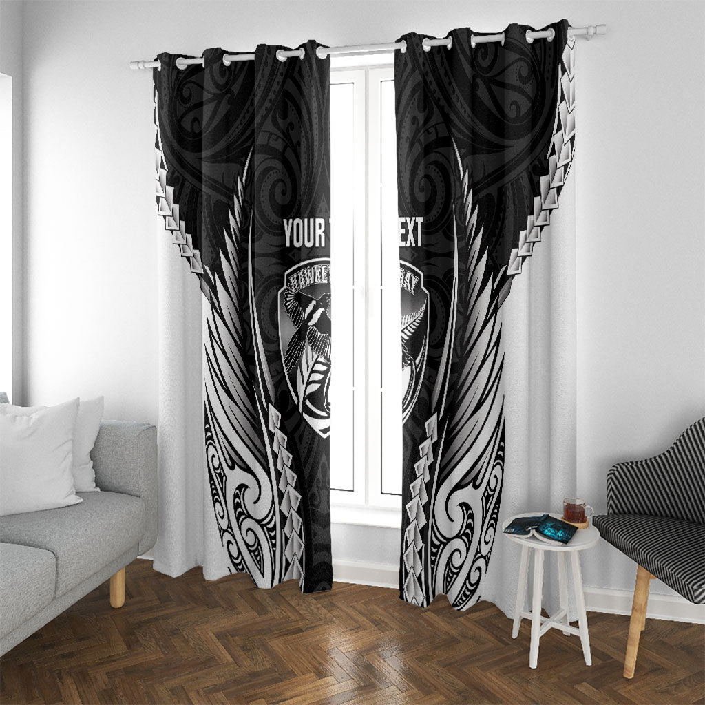 Hawke's Bay 2026 Rugby Custom Window Curtain NZ Maori Silver Fern LT14 With Grommets Black - Polynesian Pride