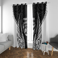 Hawke's Bay 2026 Rugby Custom Window Curtain NZ Maori Silver Fern LT14 With Grommets Black - Polynesian Pride