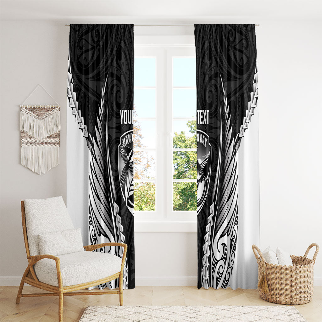 Hawke's Bay 2026 Rugby Custom Window Curtain NZ Maori Silver Fern LT14 - Polynesian Pride