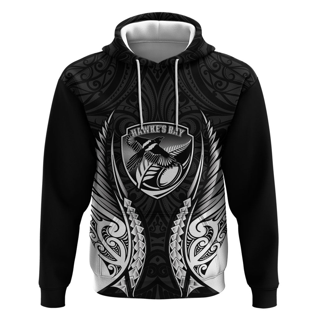Hawke's Bay 2026 Rugby Custom Zip Hoodie NZ Maori Silver Fern LT14 Pullover Hoodie Black - Polynesian Pride