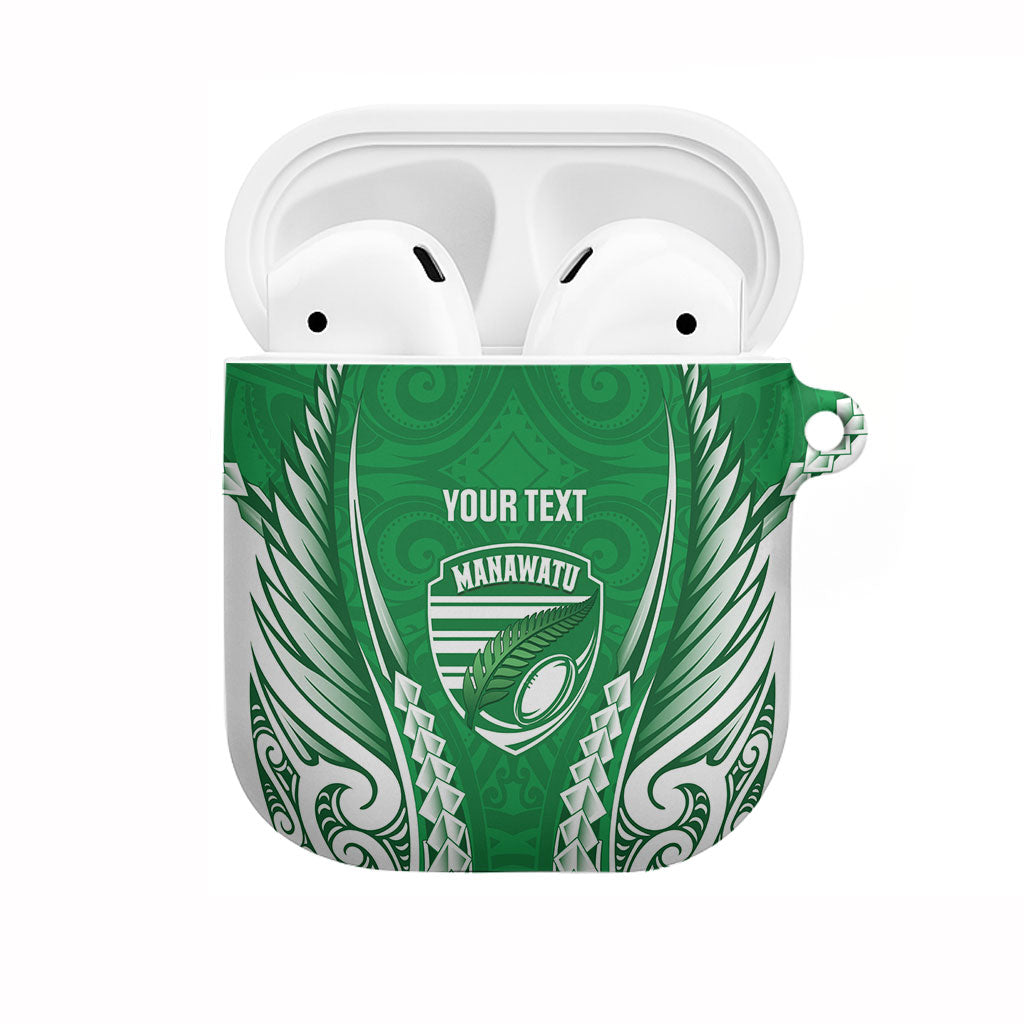 Manawatu 2026 Rugby Custom AirPods Case NZ Maori Silver Fern LT14 Green - Polynesian Pride
