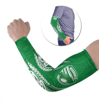 Manawatu 2026 Rugby Custom Arm Sleeves NZ Maori Silver Fern LT14 Set of 2 Green - Polynesian Pride