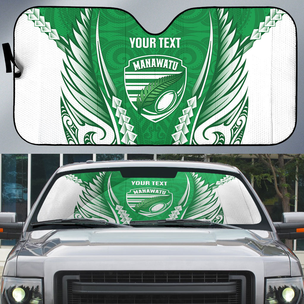Manawatu 2026 Rugby Custom Auto Sun Shade NZ Maori Silver Fern LT14 Green - Polynesian Pride