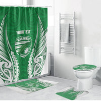 Manawatu 2026 Rugby Custom Bathroom Set NZ Maori Silver Fern LT14 Bathroom Set (4 pcs) Green - Polynesian Pride
