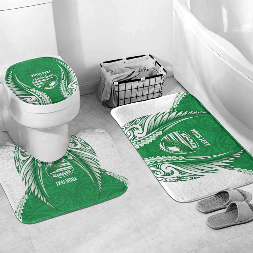 Manawatu 2026 Rugby Custom Bathroom Set NZ Maori Silver Fern LT14 Mat Set Only (3 pcs) One Size Green - Polynesian Pride