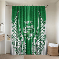 Manawatu 2026 Rugby Custom Bathroom Set NZ Maori Silver Fern LT14 Shower Curtain Only Green - Polynesian Pride