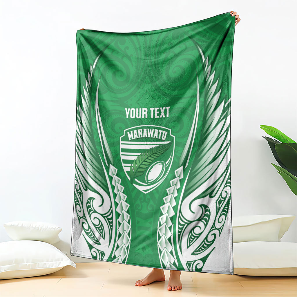 Manawatu 2026 Rugby Custom Blanket NZ Maori Silver Fern LT14 - Polynesian Pride