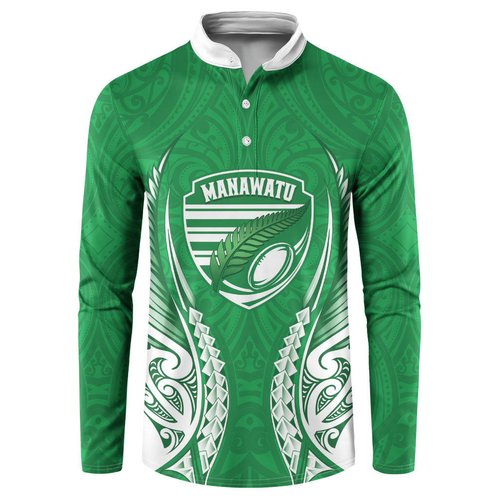 Manawatu 2026 Rugby Custom Button Sweatshirt NZ Maori Silver Fern LT14 Green - Polynesian Pride