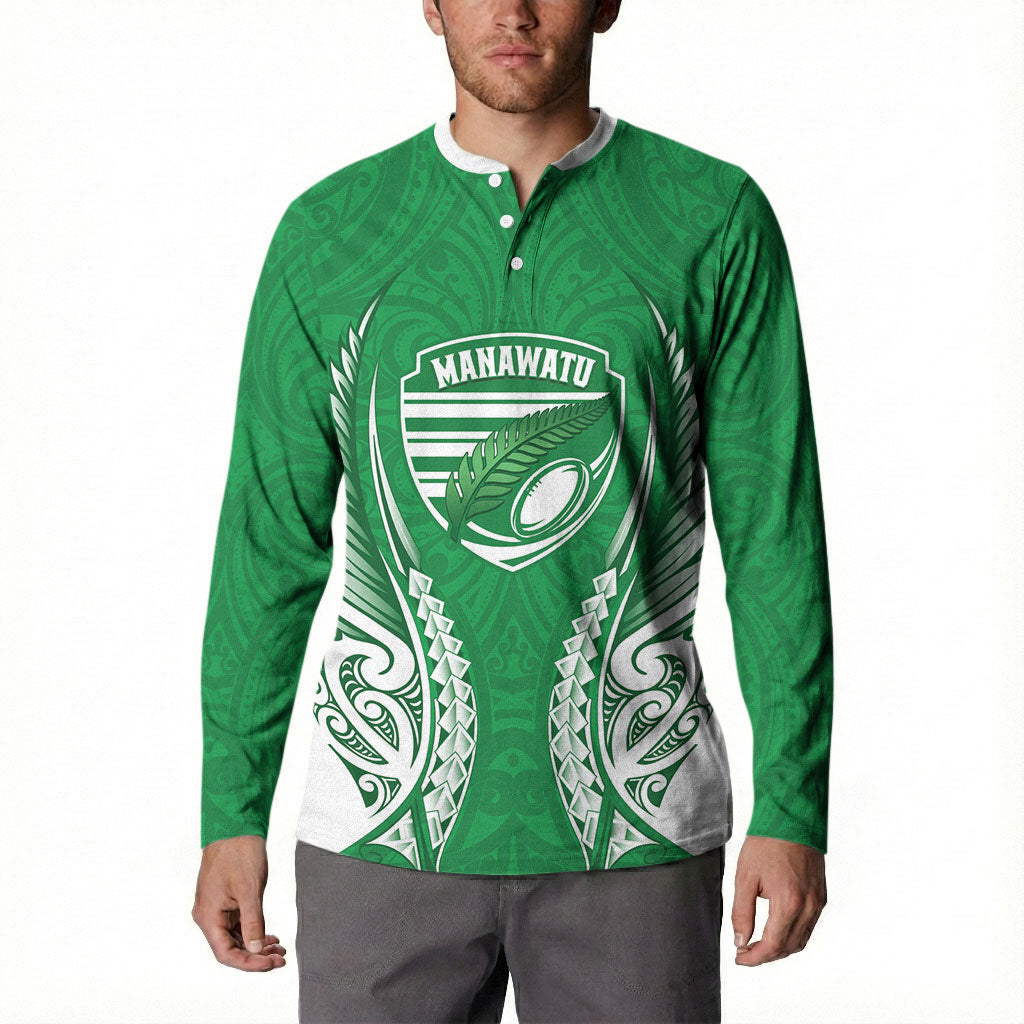 Manawatu 2026 Rugby Custom Button Sweatshirt NZ Maori Silver Fern LT14 - Polynesian Pride
