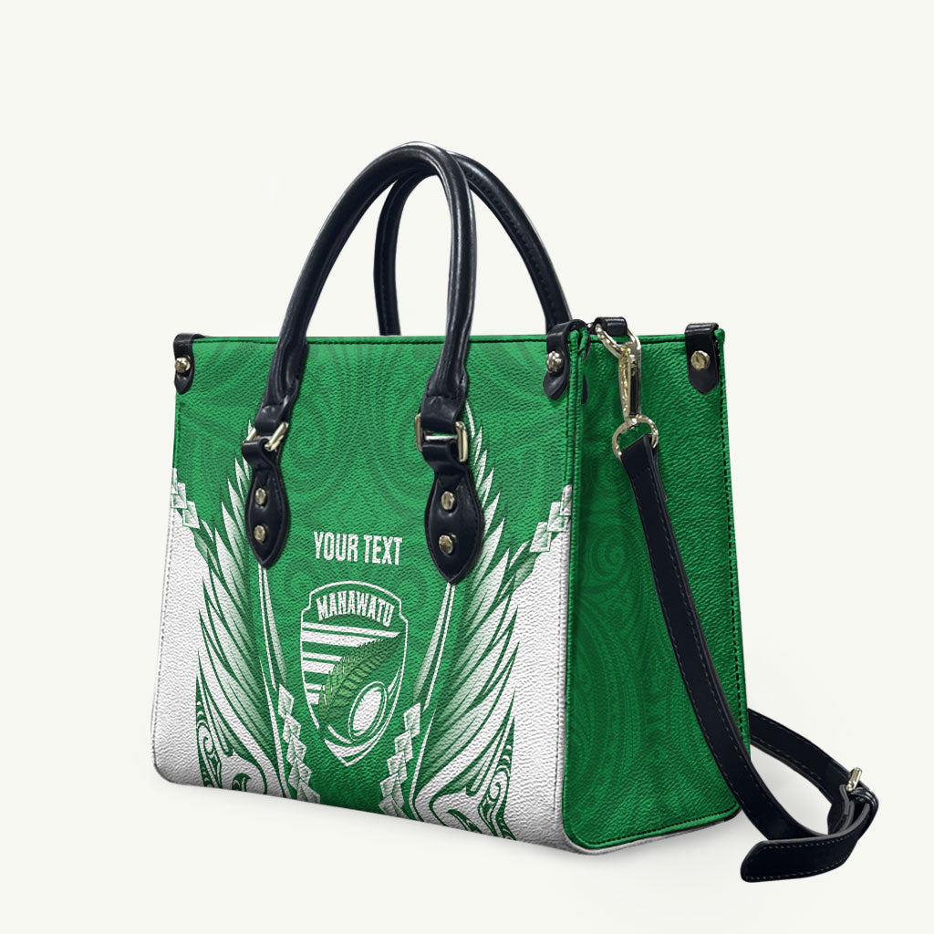 Manawatu 2026 Rugby Custom Leather Bag NZ Maori Silver Fern LT14 Green - Polynesian Pride