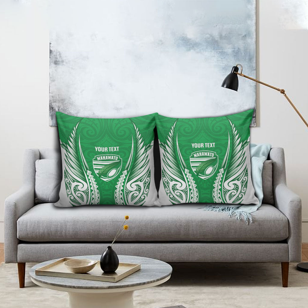 Manawatu 2026 Rugby Custom Pillow Cover NZ Maori Silver Fern LT14 - Polynesian Pride