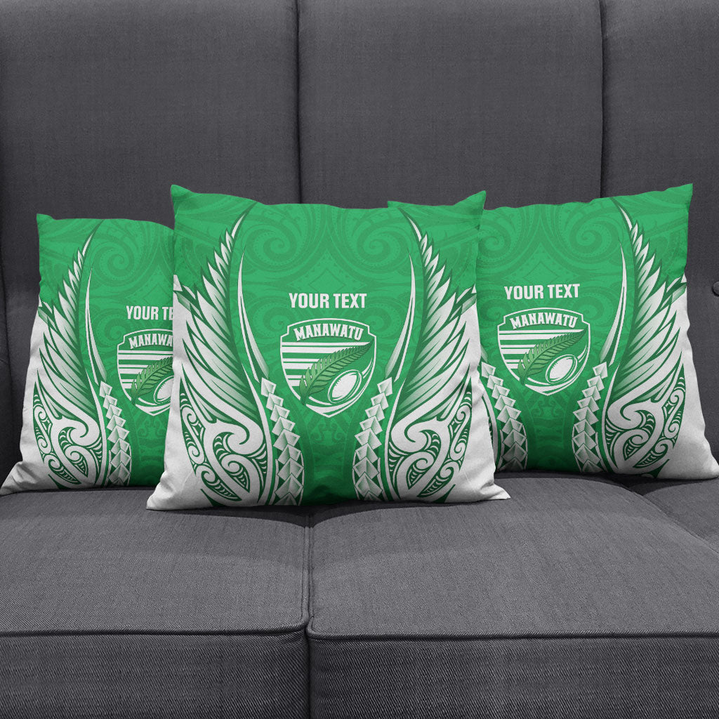 Manawatu 2026 Rugby Custom Pillow Cover NZ Maori Silver Fern LT14 - Polynesian Pride