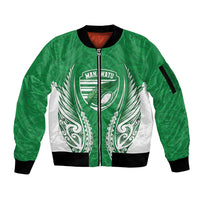 Manawatu 2026 Rugby Custom Sleeve Zip Bomber Jacket NZ Maori Silver Fern LT14 Unisex Green - Polynesian Pride