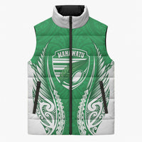 Manawatu 2026 Rugby Custom Sleeveless Puffer Jacket NZ Maori Silver Fern LT14 Unisex Green - Polynesian Pride