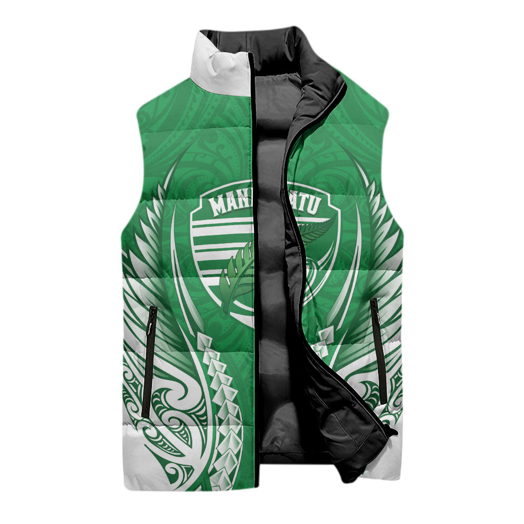 Manawatu 2026 Rugby Custom Sleeveless Puffer Jacket NZ Maori Silver Fern LT14 - Polynesian Pride