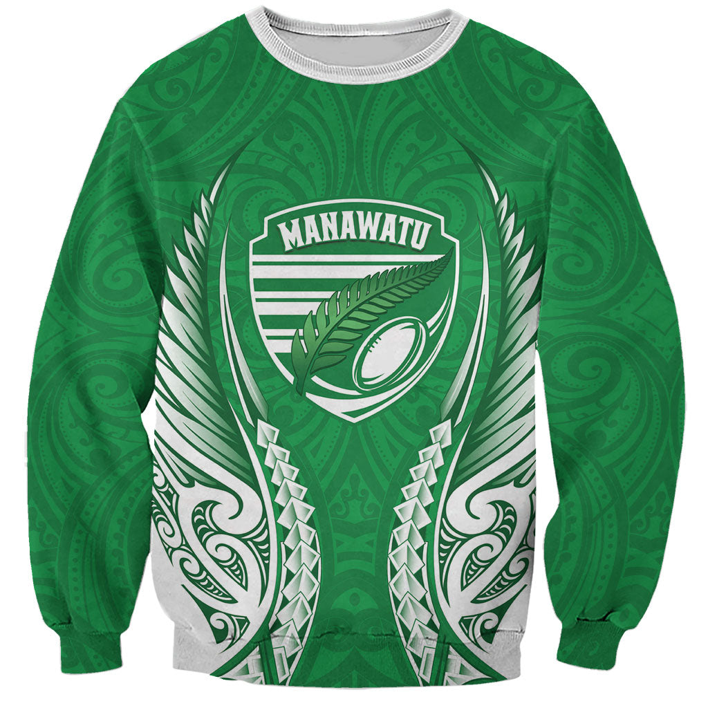 Manawatu 2026 Rugby Custom Sweatshirt NZ Maori Silver Fern LT14 Unisex Green - Polynesian Pride
