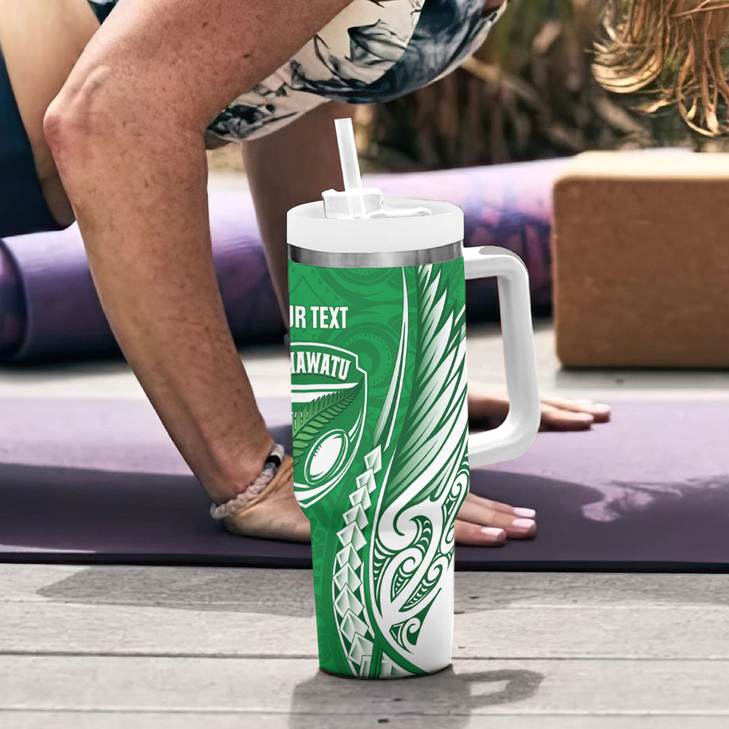 Manawatu 2026 Rugby Custom Tumbler With Handle NZ Maori Silver Fern LT14 - Polynesian Pride