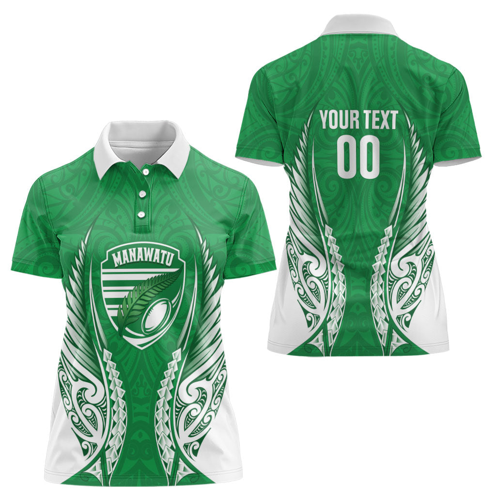 Manawatu 2026 Rugby Custom Women Polo Shirt NZ Maori Silver Fern LT14 - Polynesian Pride