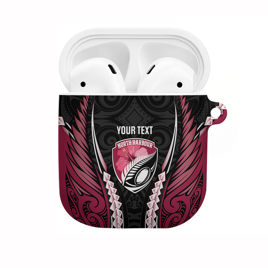 North Harbour 2026 Rugby Custom AirPods Case NZ Maori Silver Fern LT14 Maroon - Polynesian Pride