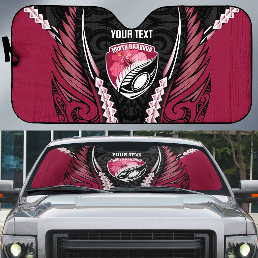 North Harbour 2026 Rugby Custom Auto Sun Shade NZ Maori Silver Fern LT14 Maroon - Polynesian Pride