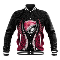 North Harbour 2026 Rugby Custom Baseball Jacket NZ Maori Silver Fern LT14 Unisex Maroon - Polynesian Pride