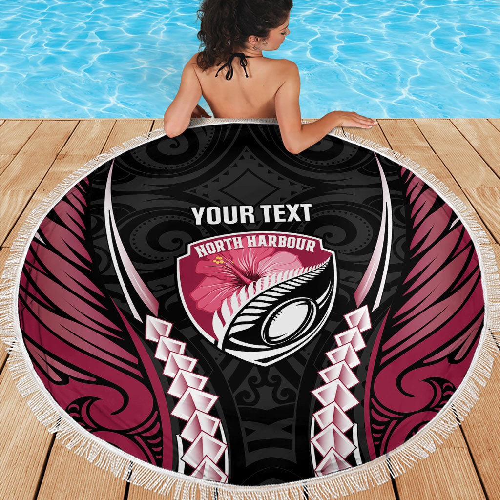 North Harbour 2026 Rugby Custom Beach Blanket NZ Maori Silver Fern LT14 - Polynesian Pride