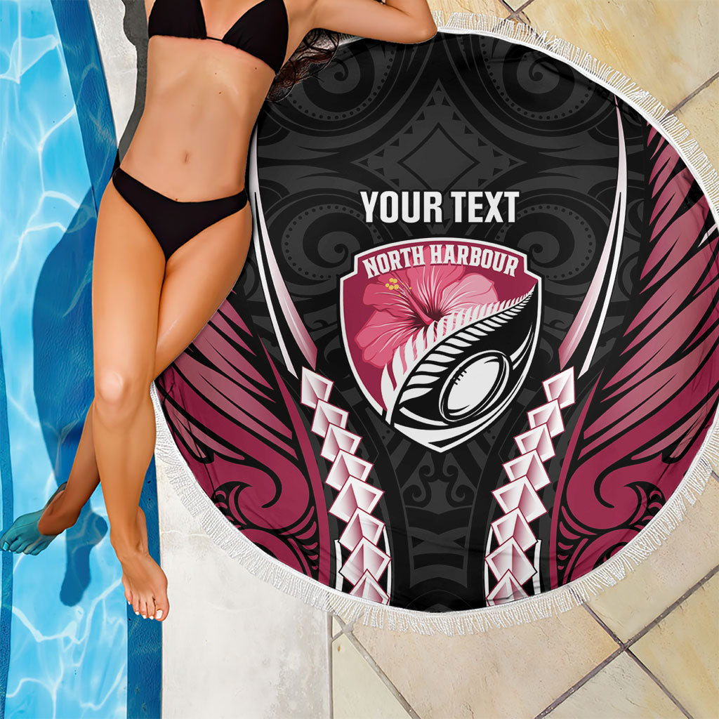 North Harbour 2026 Rugby Custom Beach Blanket NZ Maori Silver Fern LT14 - Polynesian Pride