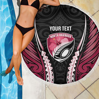 North Harbour 2026 Rugby Custom Beach Blanket NZ Maori Silver Fern LT14 - Polynesian Pride