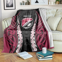 North Harbour 2026 Rugby Custom Blanket NZ Maori Silver Fern LT14 Maroon - Polynesian Pride