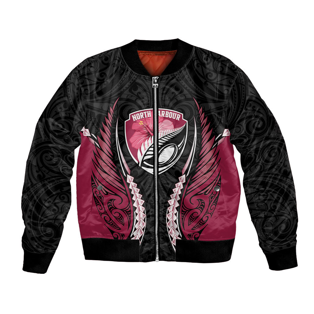 North Harbour 2026 Rugby Custom Bomber Jacket NZ Maori Silver Fern LT14 Unisex Maroon - Polynesian Pride