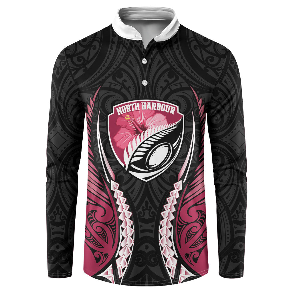 North Harbour 2026 Rugby Custom Button Sweatshirt NZ Maori Silver Fern LT14 Maroon - Polynesian Pride