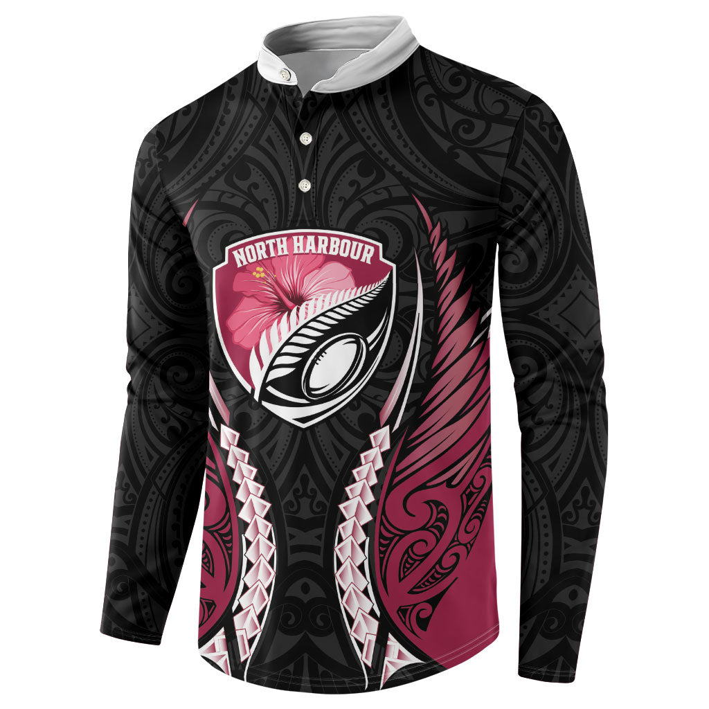 North Harbour 2026 Rugby Custom Button Sweatshirt NZ Maori Silver Fern LT14 - Polynesian Pride