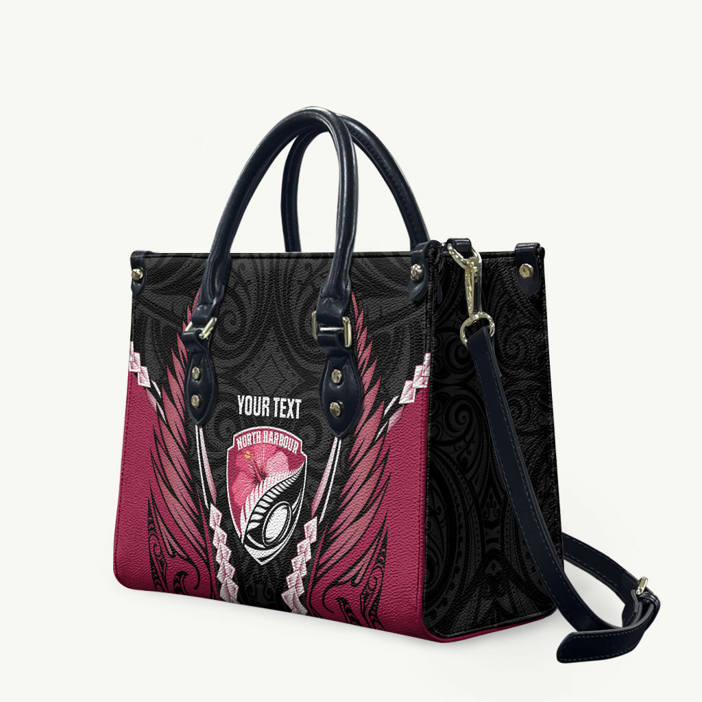 North Harbour 2026 Rugby Custom Leather Bag NZ Maori Silver Fern LT14 Maroon - Polynesian Pride