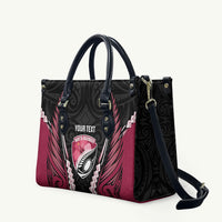 North Harbour 2026 Rugby Custom Leather Bag NZ Maori Silver Fern LT14 Maroon - Polynesian Pride
