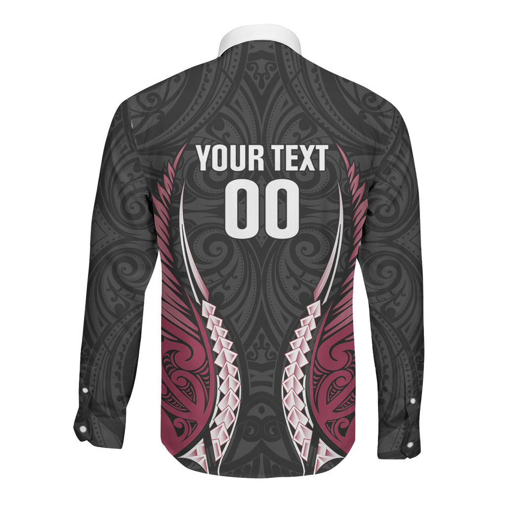 North Harbour 2026 Rugby Custom Long Sleeve Button Shirt NZ Maori Silver Fern LT14 - Polynesian Pride