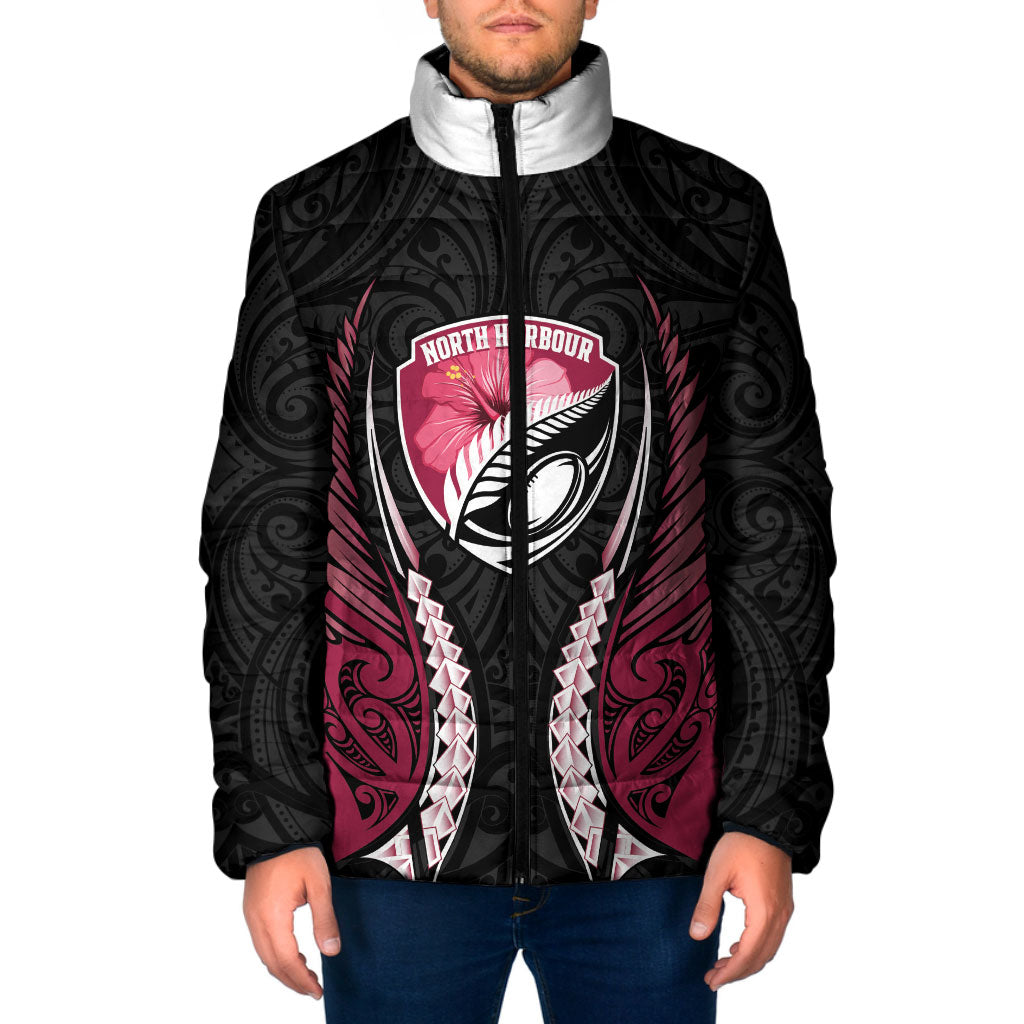 North Harbour 2026 Rugby Custom Padded Jacket NZ Maori Silver Fern LT14 Men Maroon - Polynesian Pride