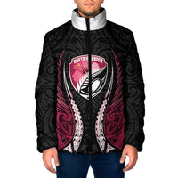 North Harbour 2026 Rugby Custom Padded Jacket NZ Maori Silver Fern LT14 Men Maroon - Polynesian Pride