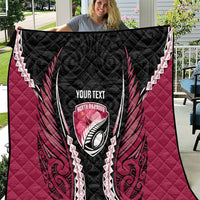 North Harbour 2026 Rugby Custom Quilt NZ Maori Silver Fern LT14 Maroon - Polynesian Pride