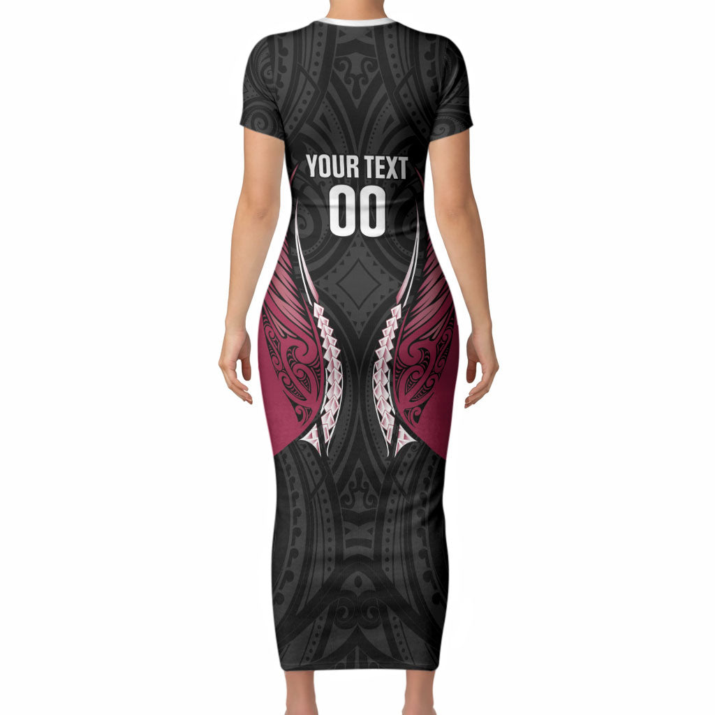 North Harbour 2026 Rugby Custom Short Sleeve Bodycon Dress NZ Maori Silver Fern LT14 - Polynesian Pride