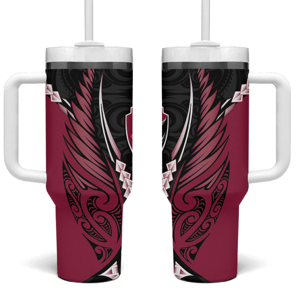 North Harbour 2026 Rugby Custom Tumbler With Handle NZ Maori Silver Fern LT14 One Size: 40 oz Maroon - Polynesian Pride