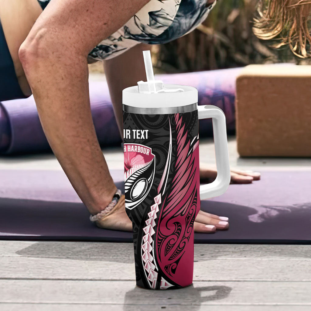 North Harbour 2026 Rugby Custom Tumbler With Handle NZ Maori Silver Fern LT14 - Polynesian Pride
