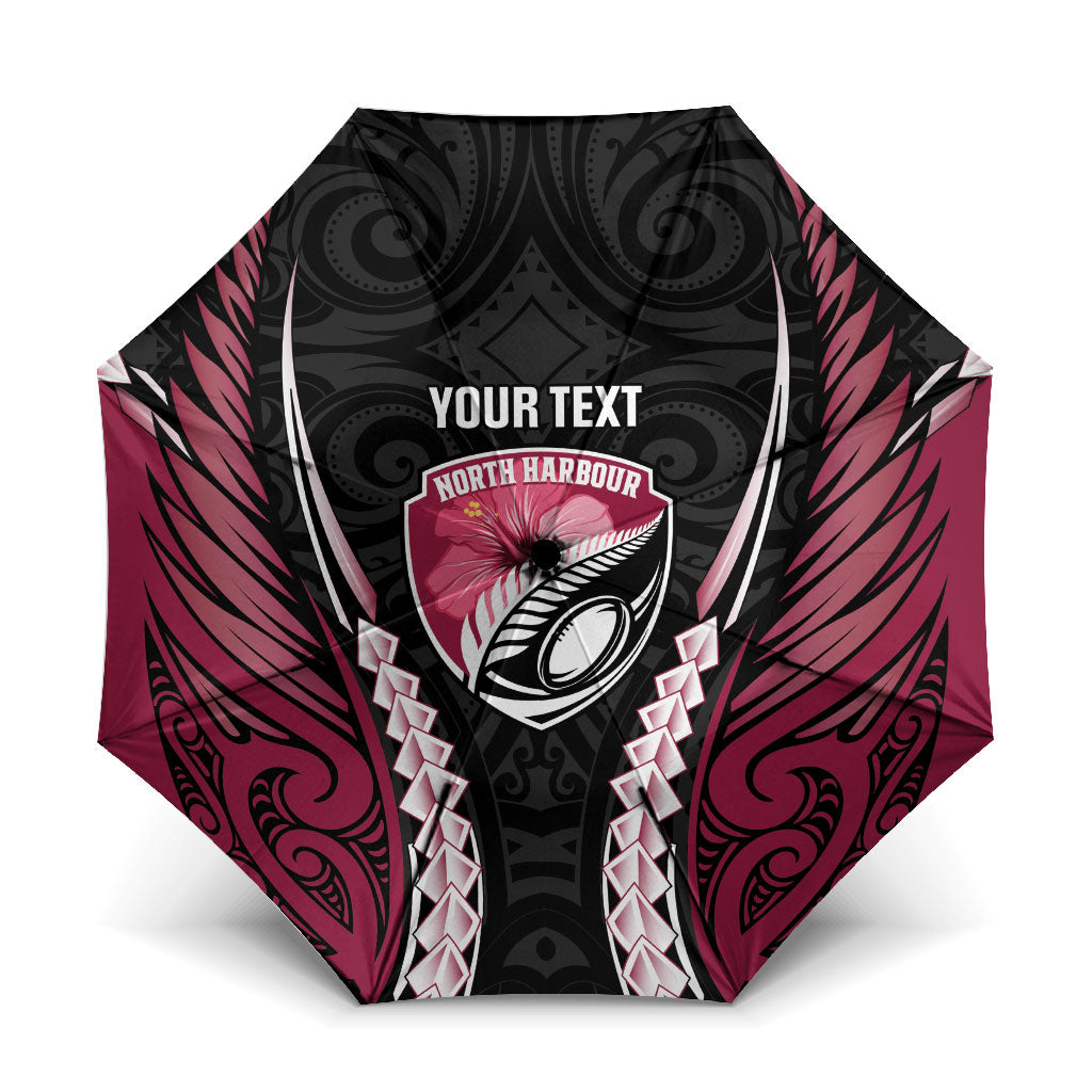 North Harbour 2026 Rugby Custom Umbrella NZ Maori Silver Fern LT14 One Size Folded 11.42 inch Opened Diameter 37.4 inch Maroon - Polynesian Pride