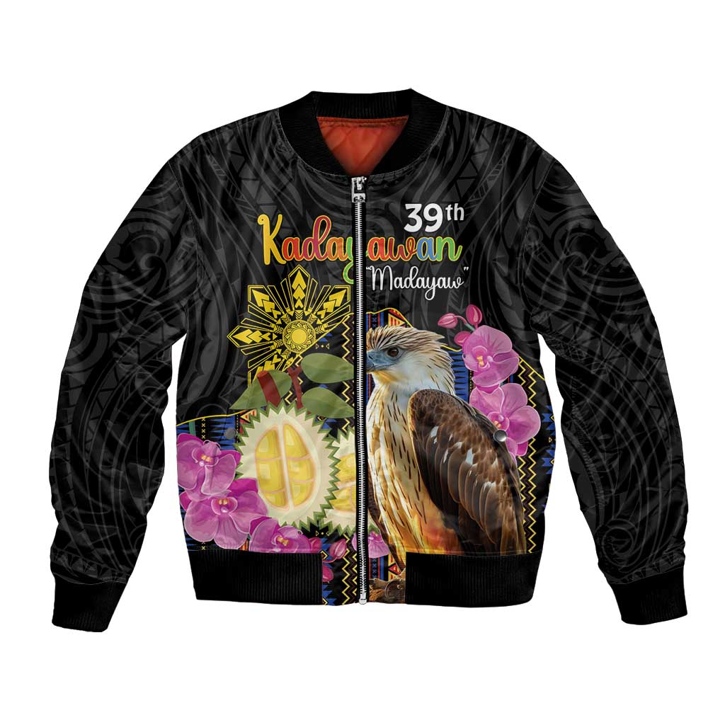 Kadayawan Philippines Bomber Jacket Filipino Eagle Happy 39th Anniversary LT14 Unisex Black - Polynesian Pride