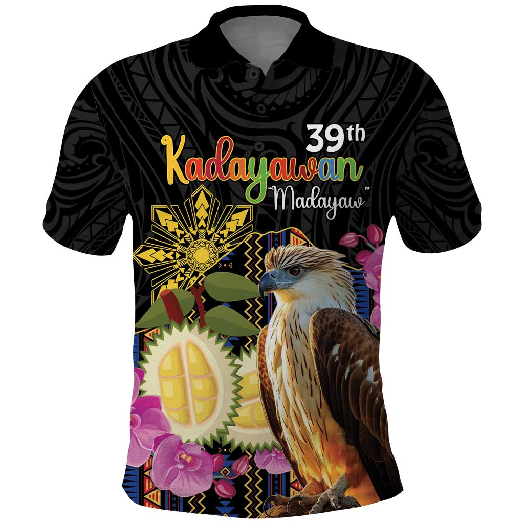 Kadayawan Philippines Polo Shirt Filipino Eagle Happy 39th Anniversary LT14 Black - Polynesian Pride