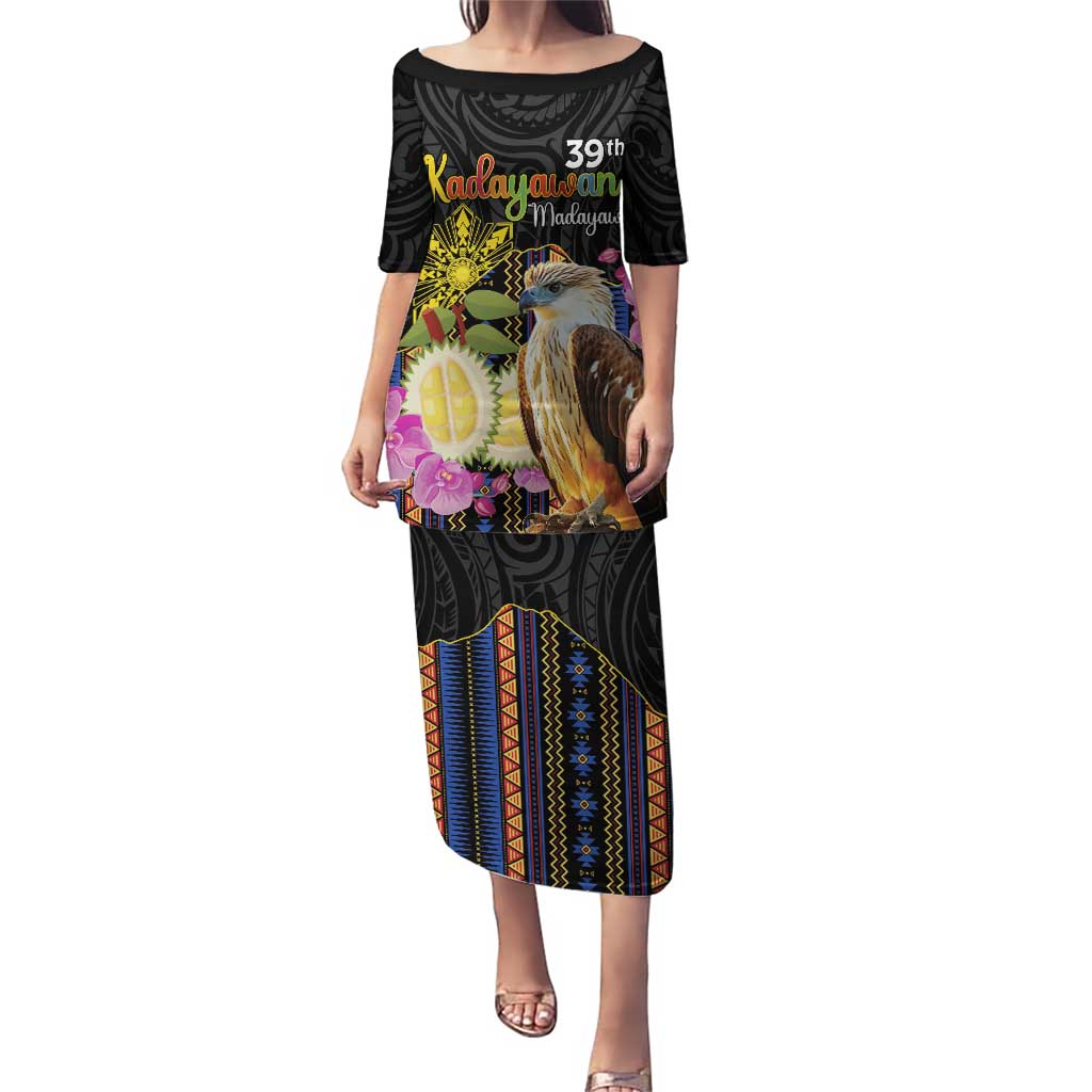 Kadayawan Philippines Puletasi Filipino Eagle Happy 39th Anniversary LT14 Long Dress Black - Polynesian Pride