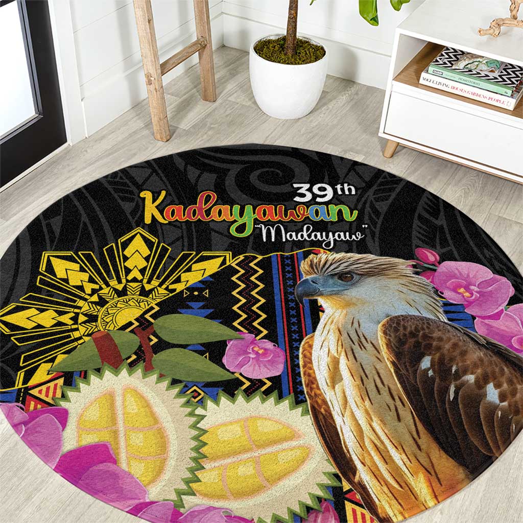 Kadayawan Philippines Round Carpet Filipino Eagle Happy 39th Anniversary LT14 Black - Polynesian Pride