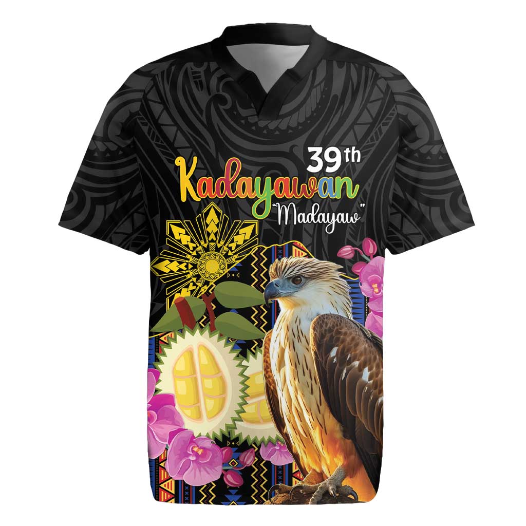Kadayawan Philippines Rugby Jersey Filipino Eagle Happy 39th Anniversary LT14 Black - Polynesian Pride