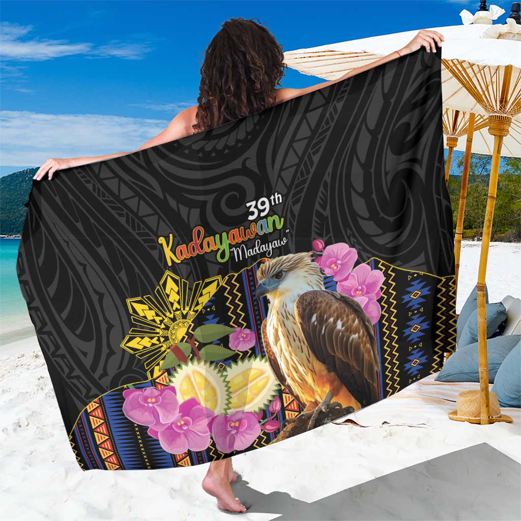 Kadayawan Philippines Sarong Filipino Eagle Happy 39th Anniversary LT14 One Size 44 x 66 inches Black - Polynesian Pride