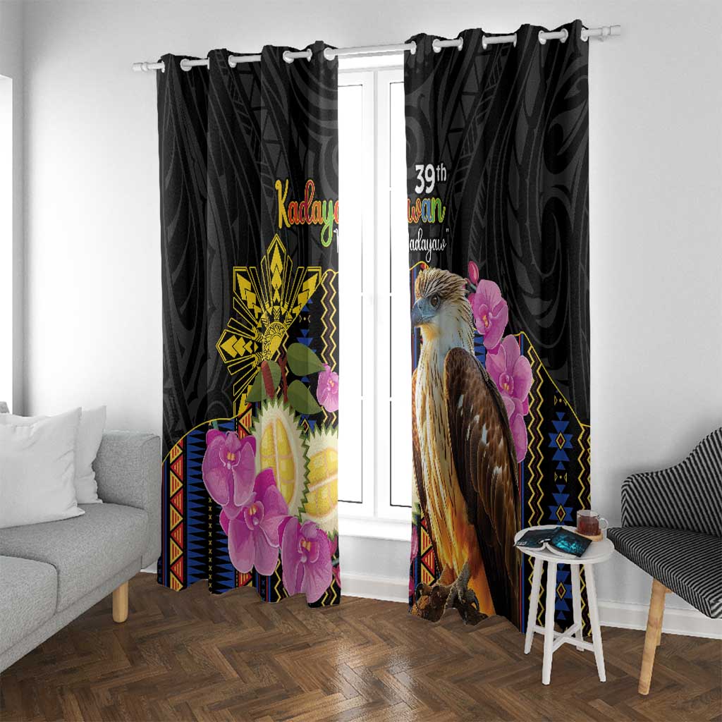 Kadayawan Philippines Window Curtain Filipino Eagle Happy 39th Anniversary LT14 With Grommets Black - Polynesian Pride